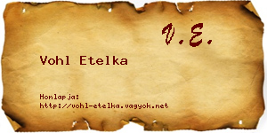 Vohl Etelka névjegykártya